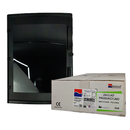 Rozdzielnica natynkowa IP65 24 (12+12) czarna modułowa transparentne drzwi M-L 2x12 HIGHT 940.24.NN