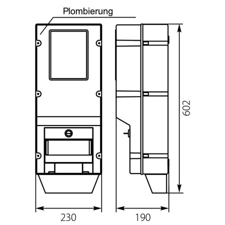 1 lub 3 fazowa Obudowa zestawu pomiarowego z zamkiem IP65 OZP-Z E-P 38.02