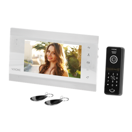 Zestaw wideodomofonowy bezsłuchawkowy kolor LCD 7" menu OSD WI-FI + APP na telefon sterowanie bramą z szyfratorem i... VDP-61/W