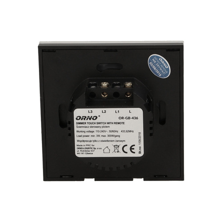 Bezprzewodowy ściemniacz światła. sterowany pilotem OR-GB-436