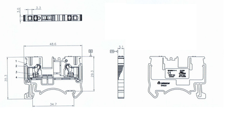 Złączka szynowa przelotowa zaciskowa szara 2,5mm2 1P UL DS2.5-01P-11-00A(H)