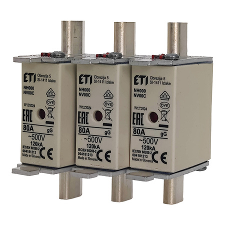 Wkładka bezpiecznikowa NH000 WT-00C KOMBI Bezpiecznik ETI 80A 004181213
