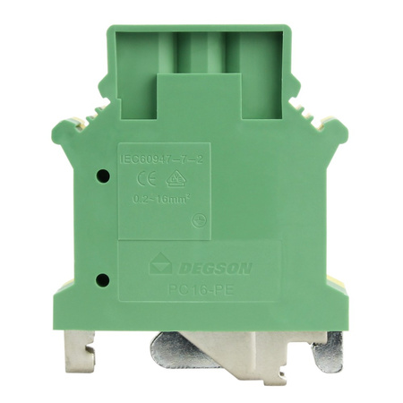 Złączka szynowa przelotowa żółto-zielona PE śrubowa 16mm2 1P VDE UL PC16-PE-01P-1Y-00AH