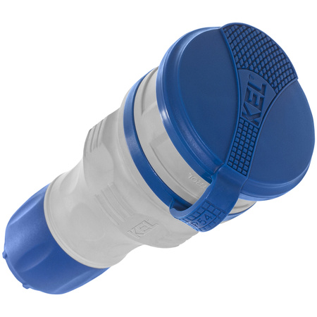 Gniazdo przenośne rozbieralne 230V Schuko IP44 z klapką szaro-niebieskie W-01149