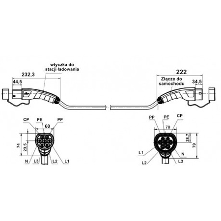 Komplet WALLBOX Mobilna stacja ładowania, kabel 5 m typ 2, 11 kW Doktorvolt DV-1390-SET