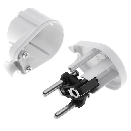 Wtyczka kątowa rozbieralna Uni-Schuko 230V 16A biała W-10105