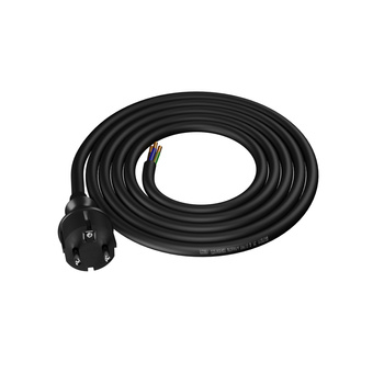 Przewód przyłączeniowy 2m z wtyczką prostą 250V 16A 3x2,5 mm² IP44 H05RR-F PP-40H czarny W-97275