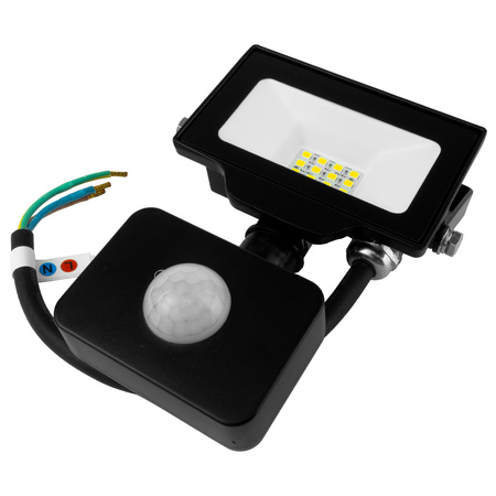 Naświetlacz LED 10W z czujnikiem ruchu GTV czarny IP65 oświetlenie zewnętrzne 1000lm GT-GCR10W-64