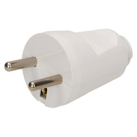 Wtyczka prosta 2P+Z. biała WT-30/BIAŁY