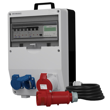 Rozdzielnica budowlana z licznikiem zużycia energii i kablem TD-S/FI SKH 32A 2x230V Schuko Doktorvolt DV-9870-D