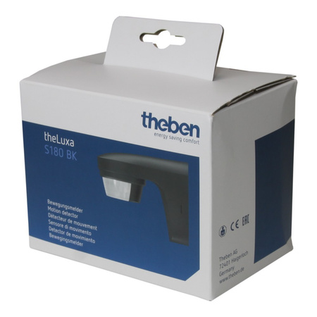 Zewnętrzny ruchomy naścienny czujnik ruchu 180st. IP55 theLuxa S180 czarny TH-N TH-1010506