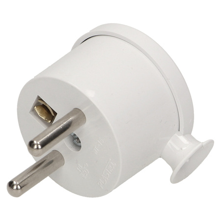 Wtyczka kątowa 2P+Z MINI. biała WT-15/BIAŁY