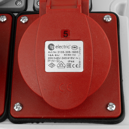 Rozdzielnica budowlana 3x16A 2x32A CEE 4x230V z uchwytem i wtyczką tablicową Doktorvolt DV-5053-D TR-S/FI 