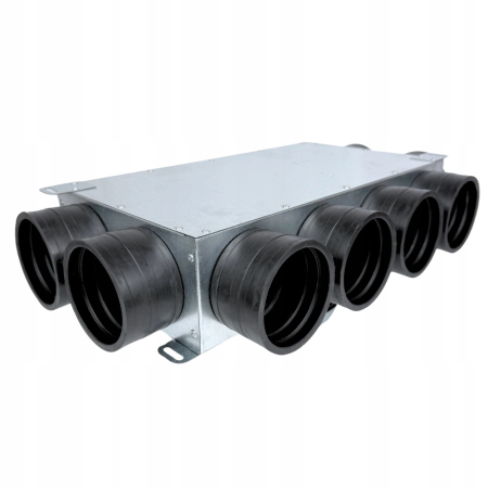 Skrzynka rozdzielcza rozdzielacz rurowy wentylacyjny fi 160 8x75 mm płaski E-KRR-8x75/160-OC