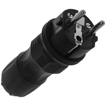Wtyczka rozbieralna prosta WT-54 IP54 2P+Z 16A 250V Uni-Schuko czarna W-97446