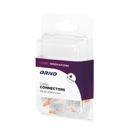 Złączka instalacyjna zaciskowa 5-przewodowa na dowolny przewód 0.2-4mm2 IEC 450V/32A Blister 4 szt. OR-SZ-8005/5/B4