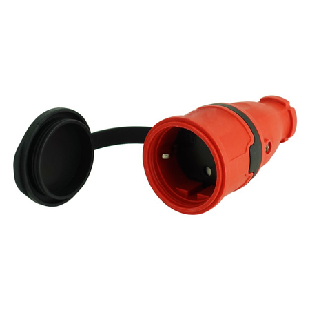 Gniazdo przenośne proste 16A 230V 2P+Z czerowne Schuko 3101-304-1600