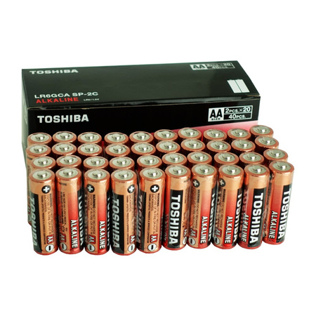 40 x baterie alkaliczne AA 1,5V R6 TOSHIBA T00159941