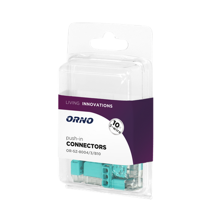 Złączka instalacyjna wciskana 3-przewodowa na drut 0.75-2.5mm2 IEC 300V/24A Blister 10 szt. OR-SZ-8004/3/B10