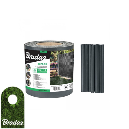 Taśma ogrodzeniowa balkonowa antracyt 19cm x 35m + klipsy BRADAS TOB4501935GYL