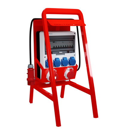 Rozdzielnica budowlana na stojaku zabezpieczenia Siemens pTD-S/FI SET przenośna z gniazdami 32A 16A CEE MENNEKES 4x230V rozdzielnia elektryczna na budowę skrzynka elektryczna z zabezpieczeniem Schuko Doktorvolt DV-6221-D