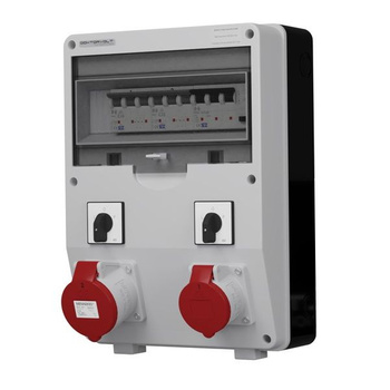 Rozdzielnica budowlana z dwoma łącznikami TD-S/FI 32A 16A gniazda Mennekes Doktorvolt DV-6053-D