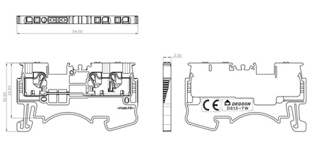 Złączka szynowa 1,5mm2 1P 3-przewodowa zacisk push-in żółto-zielona PE DS1.5-TW-PE-01P-1C
