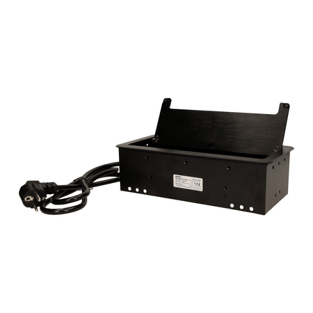 Gniazdo meblowe wpuszczane w blat z płaskim frezowanym rantem. szczotką przeciwkurzową. ładowarką USB i przewodem 1.5m.... OR-AE-13125/B