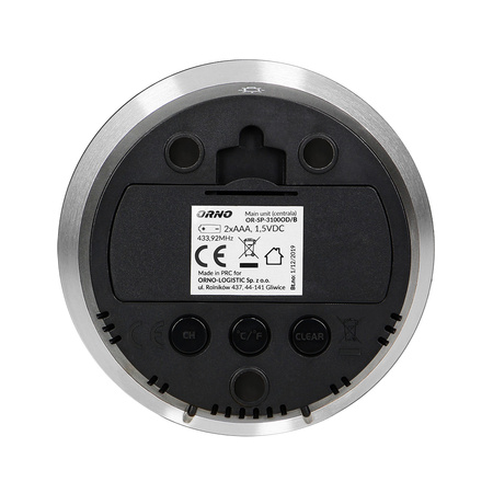 Bezprzewodowa stacja pogodowa z pomiarem temperatury zewnętrznej i wewnętrznej czarna OR-SP-3100/B