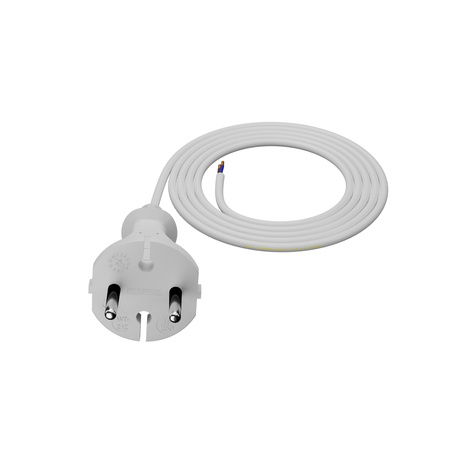 Przewód przyłączeniowy 1,5m z wtyczką prostą TYP E 230V 16A 2×1 mm² H05VV-F PP-21 biały W-98335