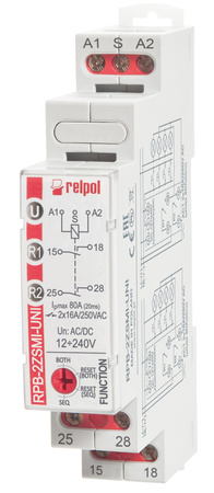 RPB-2ZSMI-UNI Przekaźnik impulsowy-bistabilny 2x1Z, 16 A, 12..240 V AC/DC, AgnSnO2