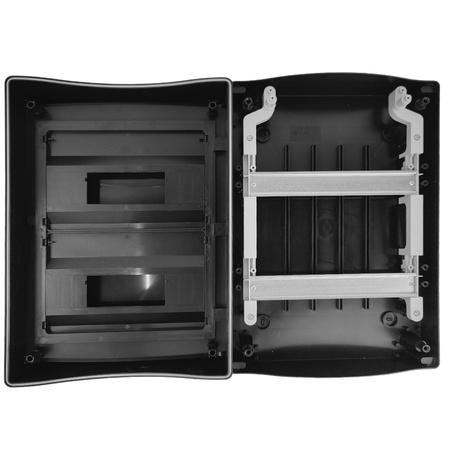 Rozdzielnica natynkowa IP65 24 (12+12) czarna modułowa transparentne drzwi M-L 2x12 HIGHT 940.24.NN