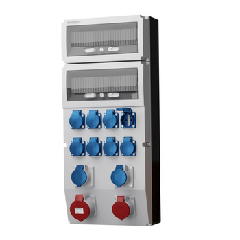 Rozdzielnica budowlana eXT 32A 16A kempingowe 2x16A 8x230 Schuko DV-2346-D