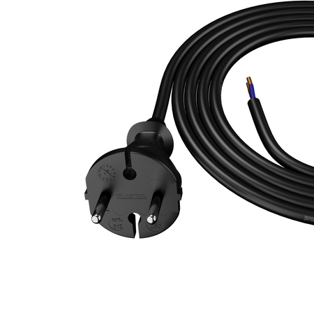 Przewód przyłączeniowy 2m z wtyczką prostą TYP E 230V 16A 2×1,5 mm² H05RR-F PP-21 czarny W-97192