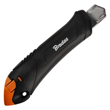 Nóż do cięcia tapet 18mm BRADAS nożyk do tapet z łamanym ostrzem czarny DIY-KN1823