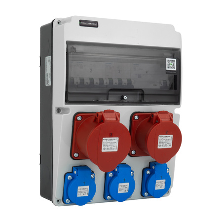 Rozdzielnica budowlana 32A/16A 3x230V JUN-S/FI  Schuko erbetka z zabezpieczeniami Siemens Doktorvolt DV-5558-D