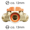 Trójnik z zaworami kulowymi GW 3/4" na 2x GZ 3/4" MOSIĄDZ BRADAS BR-2234