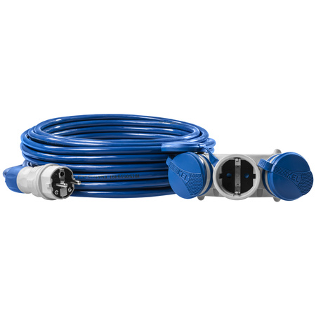 Przedłużacz trójdrożny 25m 250V 16A Schuko 3×2P+Z H07BQ-F 3×1,5 mm² IP44 W-01201