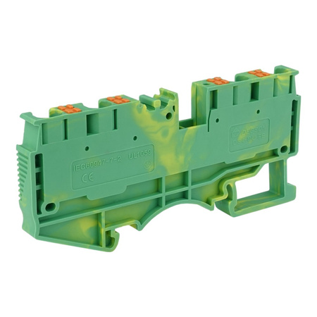 Złączka szynowa 4mm2 1P 4-przewodowa sprężynowa żółto-zielona PE DS4-QU-PE-01P-1C-00