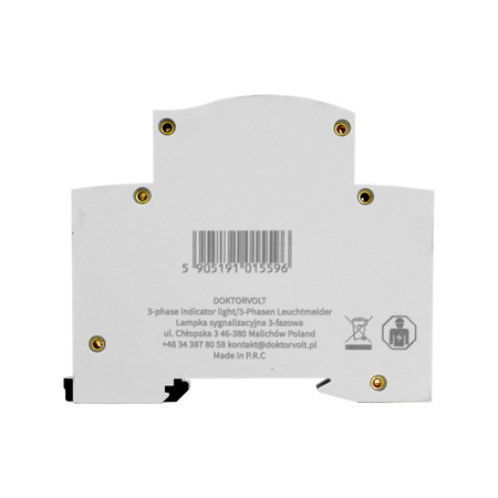 Lampka sygnalizacyjna trójfazowa 230V/400V diody LED 3-f czerwony zielony żółty Doktorvolt DV-5596