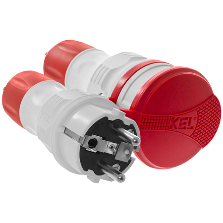 Zestaw przyłączeniowy z wtyczką WT-54 i gniazdem GN-44 250V Schuko szaro-czerwony W-98863