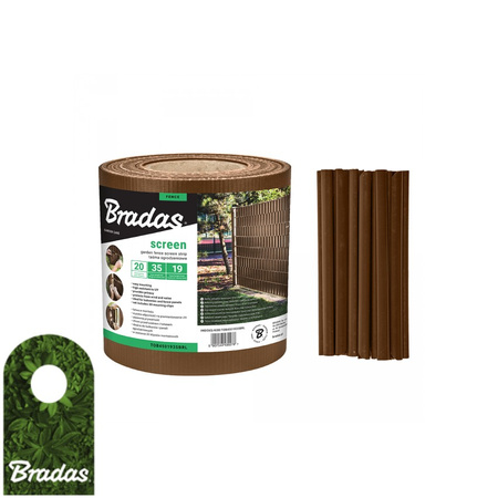 Taśma ogrodzeniowa balkonowa brązowa 19cm x 35m + klipsy BRADAS TOB4501935BRL