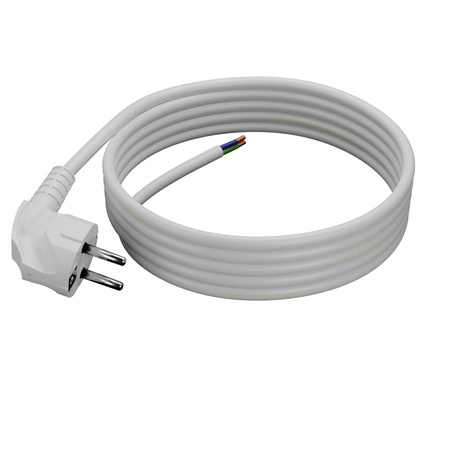 Przewód przyłączeniowy 3m z wtyczką kątową Uni-Schuko 250V 16A 3x1,5 mm² OMY PP-50 biały W-97181