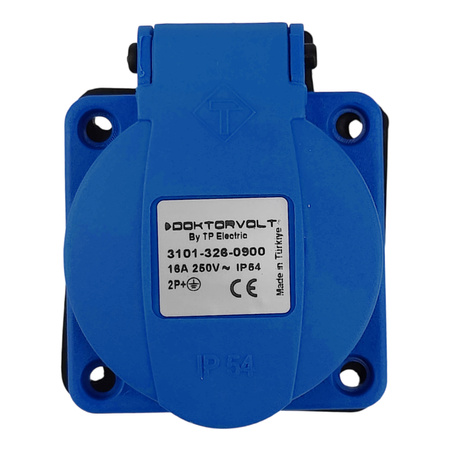 Gniazdo tablicowe 230V/16A IP54 gniazdo z bolcem uziemiającym niebieskie Typ E TpE 3101-326-0900