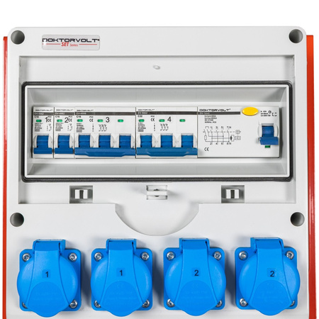 Rozdzielnica budowlana na stojaku z kablem SET-S/FI 32A 16A 4x230V DV Doktorvolt 0126