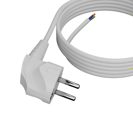 Przewód przyłączeniowy 3m z wtyczką kątową Uni-Schuko 250V 16A 3x1 mm² OMY PP-50 biały W-97169