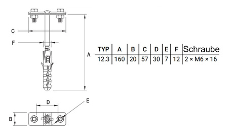 Uchwyt z kołkiem na drut wkręcany 160mm STAL NIERDZEWNA 6454