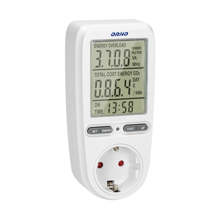 Watomierz. kalkulator energii z wyświetlaczem LCD. wersja schuko OR-WAT-435(GS)