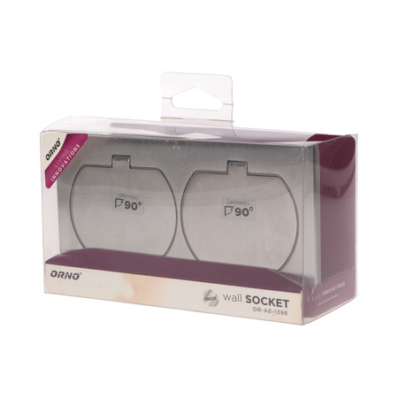 Hermetyczne gniazdo elektryczne podwójne. IP55 stal nierdzewna OR-AE-1398