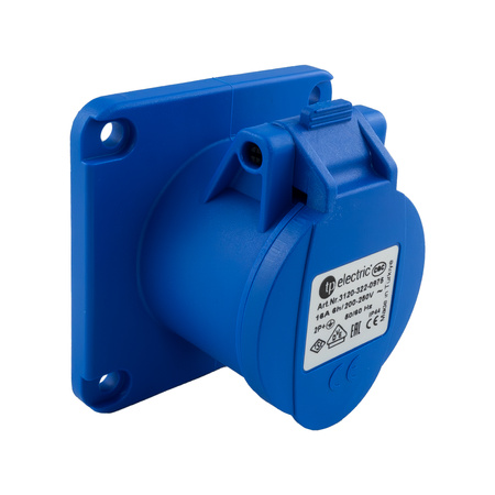 Gniazdo tablicowe kempingowe 230V 16A/3P proste siłowe 75x75 mm VDE TP Electric 3120-322-0975